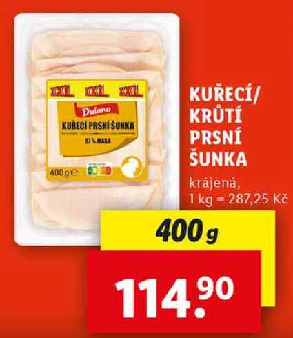 KUŘECÍ/KRŮTÍ PRSNÍ ŠUNKA, 400 g
