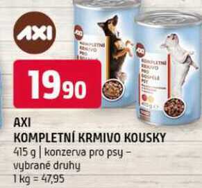 Axi kompletní krmivo kousky 415 g konzerva pro psy vybrané druhy