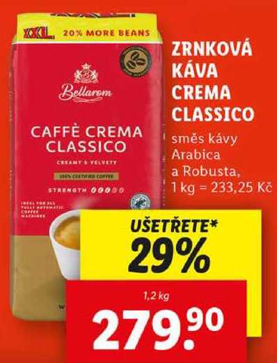 ZRNKOVÁ KÁVA CREMA CLASSICO, 1,2 kg
