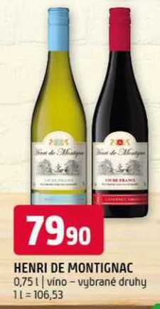 Henri de montignac 0,75l víno vybrané druhy
