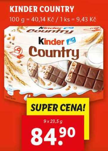 KINDER COUNTRY, 9x 23,5 g