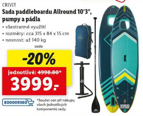 Sada paddleboardu Allround 10'3", pumpy a pádla 