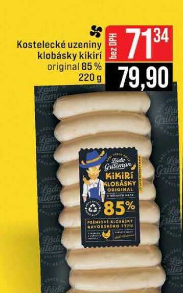 Kostelecké uzeniny klobásky kikiri original 85% 220g