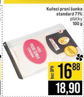 Kuřecí prsni šunka standard 71%2 plátky 100 g 