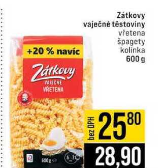 Zátkovy vaječné těstoviny vřetena špagety kolinka 600 g