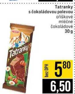 Tatranky s čokoládovou polevou oříškové mléčné čokoládové 30 g 