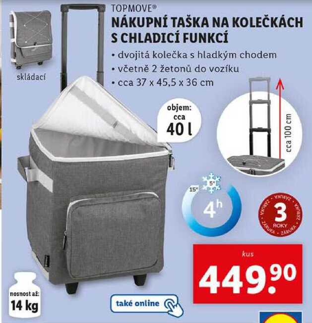 NÁKUPNÍ TAŠKA NA KOLEČKÁCH S CHLADICÍ FUNKCÍ 