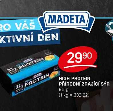 HIGH PROTEIN PŘÍRODNÍ ZRAJÍCÍ SÝR 90 g