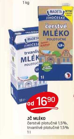JČ MLÉKO čerstvé plnotučné 1,5% 1l