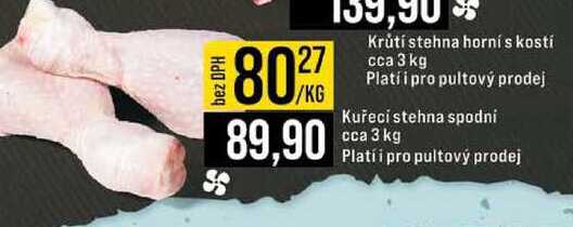 Krůtí stehna horní s kostí cca 3 kg 