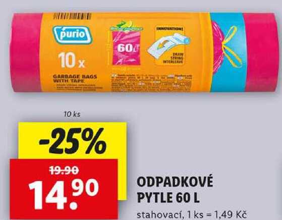 ODPADKOVÉ PYTLE 60 L, 10 ks