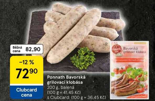 Ponnath Bavorská grilovací klobása, 200 g, balená  