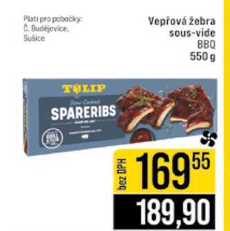 Vepřová žebra sous-vide BBQ 550 g  