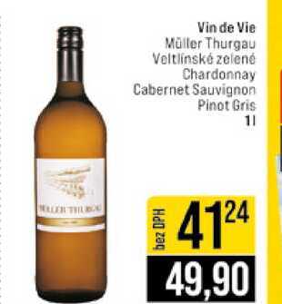 Vin de Vie Müller Thurgau Veltlínské zelené Chardonnay Cabernet Sauvignon Pinot Gris 1l