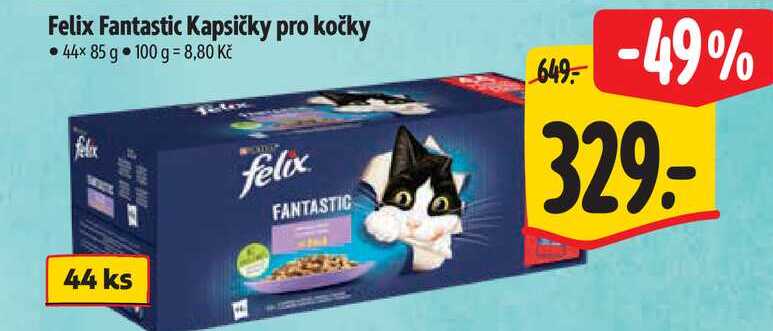 Felix Fantastic Kapsičky pro kočky 44x 85 g 
