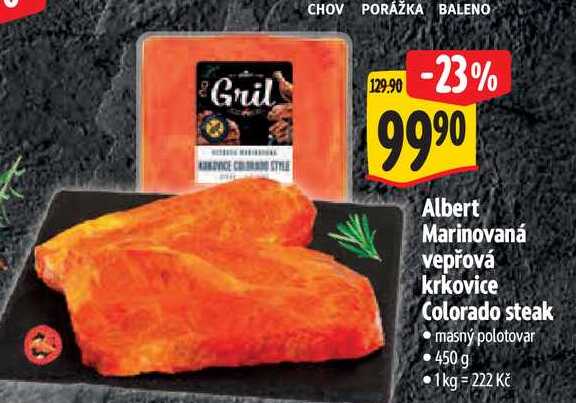 Albert Marinovaná vepřová krkovice Colorado steak, 450 g