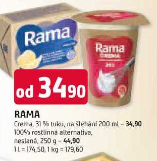 Rama Crema, 31 % tuku, na šlehání 200 ml