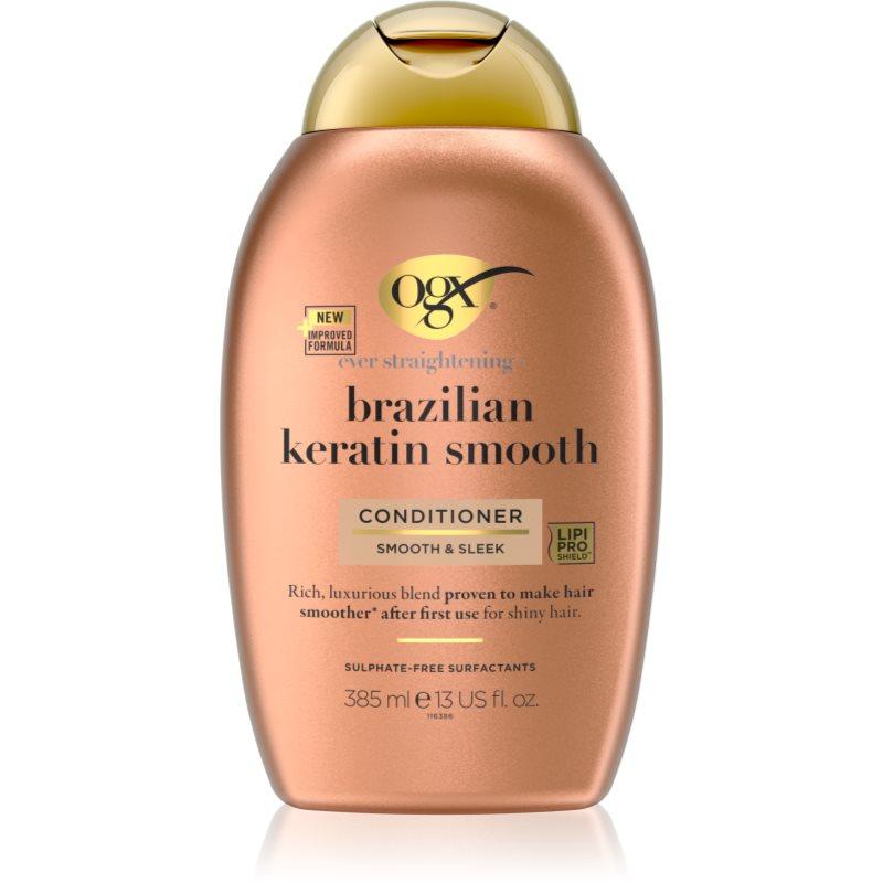OGX Brazilian Keratin Smooth uhlazující kondicionér pro lesk a hebkost vlasů 385 ml