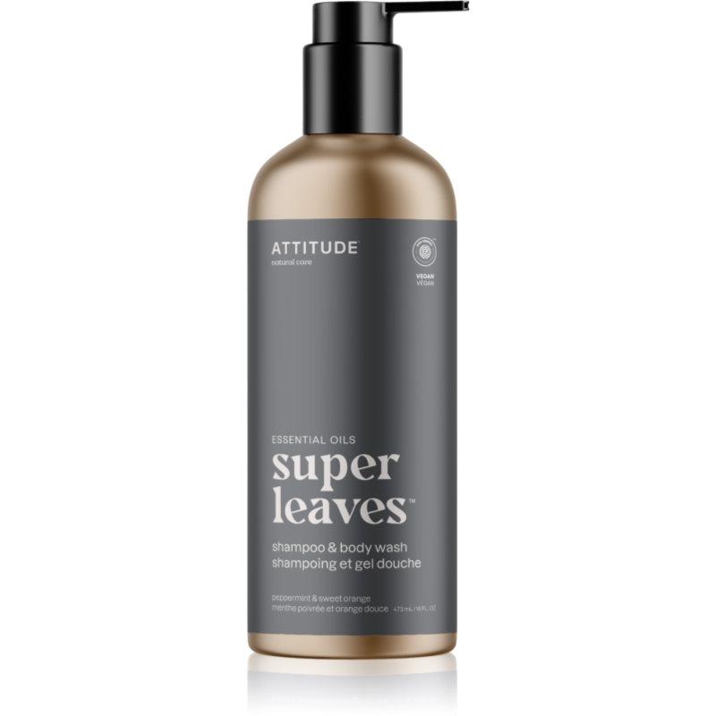 Attitude Super Leaves Essentials šampon a sprchový gel 2 v 1 Peppermint & Sweet Orange 473 ml
