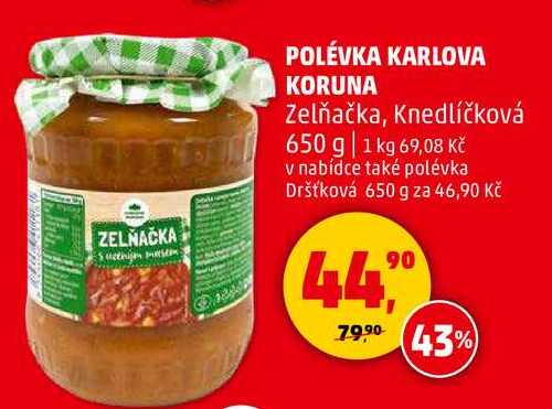 POLÉVKA KARLOVA KORUNA Zelňačka, Knedlíčková, 650 g 