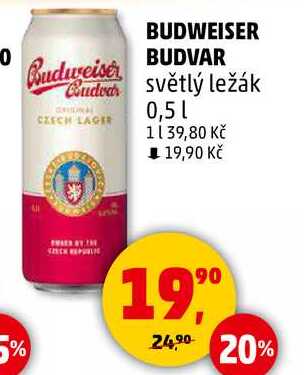 BUDWEISER BUDVAR světlý ležák, 0,5 l