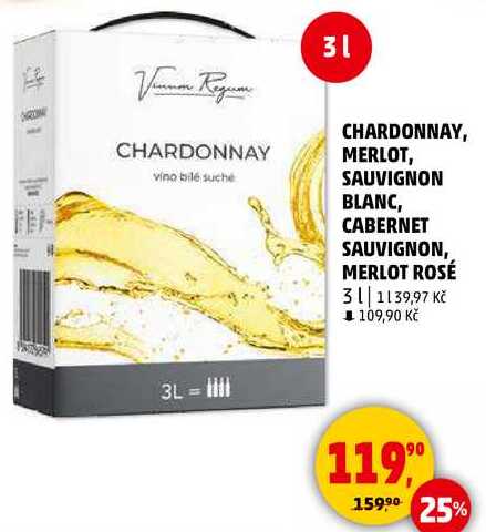 CHARDONNAY, MERLOT, SAUVIGNON BLANC, 3 l 