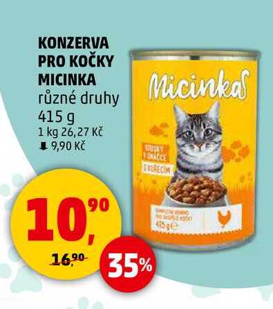 KONZERVA PRO KOČKY MICINKA různé druhy, 415 g  