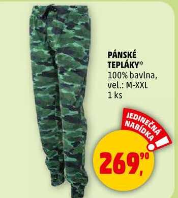 PÁNSKÉ TEPLÁKY 100% bavlna, vel.: M-XXL, 1 ks 