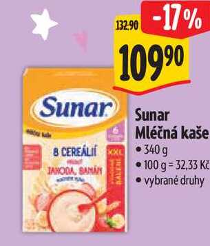 Sunar Mléčná kaše, 340 g 