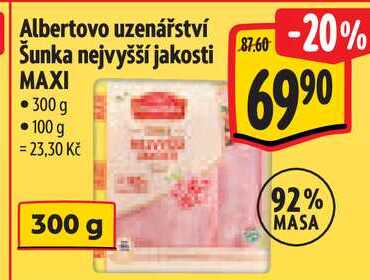 Albertovo uzenářství Šunka nejvyšší jakosti MAXI, 300 g 