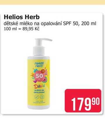 Helios Herb dětské mléko na opalování SPF 50, 200 ml 