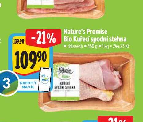   Nature's Promise Bio Kuřecí spodní stehna 450 g