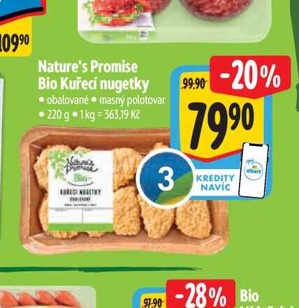   Nature's Promise Bio Kuřecí nugetky 220 g