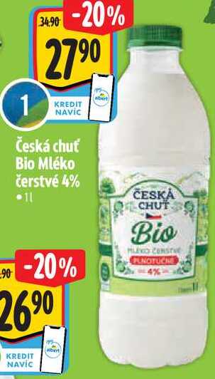 Česká chuť Bio Mléko čerstvé 4%, 1 l