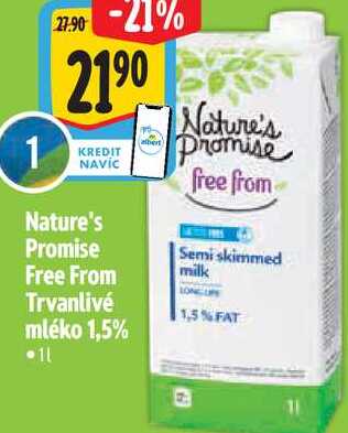Nature's Promise Free From Trvanlivé mléko 1,5%, 1 l