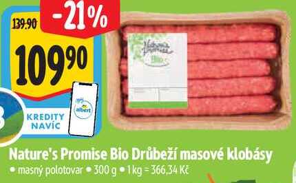 Nature's Promise Bio Drůbeží masové klobásy, 300 g