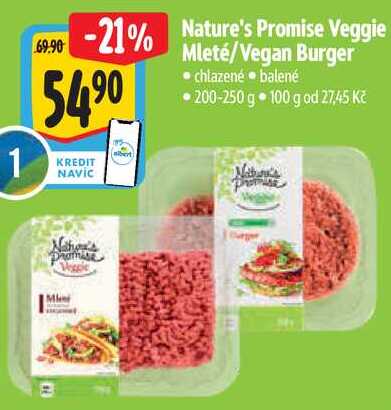 Nature's Promise Veggie Mleté/Vegan Burger, 200-250 g