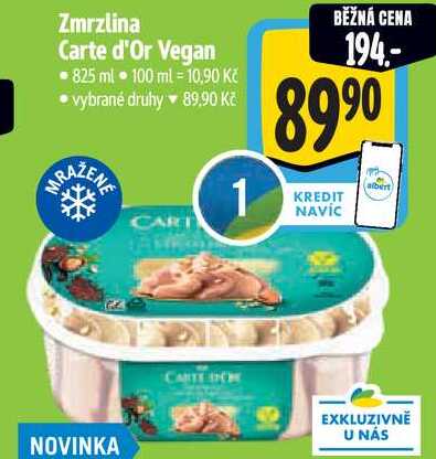 Zmrzlina Carte d'Or Vegan, 825 ml 