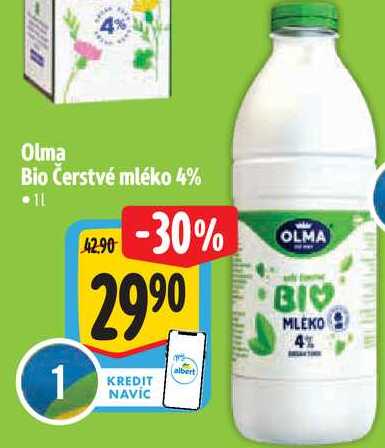 Olma Bio Čerstvé mléko 4%, 1 l
