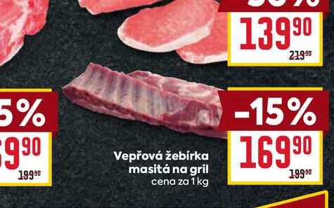 Vepřová žebírka masitá na gril cena za 1 kg 