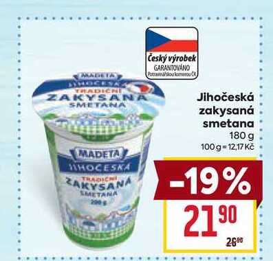 Jihočeská zakysaná smetana 180 g 
