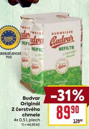 Budvar Originál Z čerstvého chmele 4x 0,51, plech 