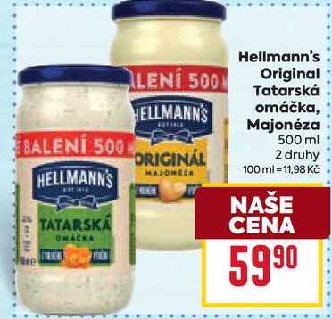 Hellmann's Original Tatarská omáčka, Majonéza 500 ml 