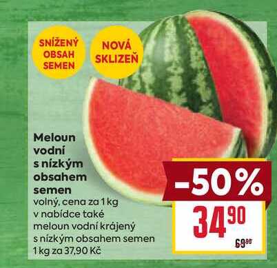 Meloun vodní s nízkým obsahem semen volný, cena za 1 kg 
