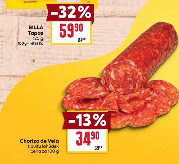 Chorizo de Vela z pultu lahůdek cena za 100g