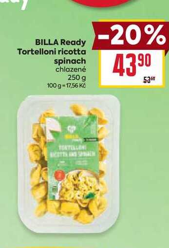 BILLA Ready Tortelloni ricotta spinach chlazené 250 g 
