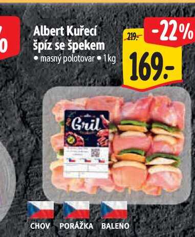 Albert Kuřecí  špíz se špekem masný polotovar 1kg   