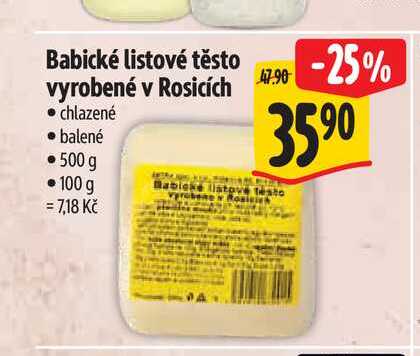 Babické listové těsto vyrobené v Rosicích  500 g