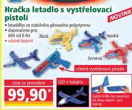Hračka letadlo s vystřelovací pistolí