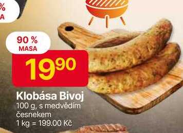 Klobása Bivoj 100 g, s medvědím česnekem 